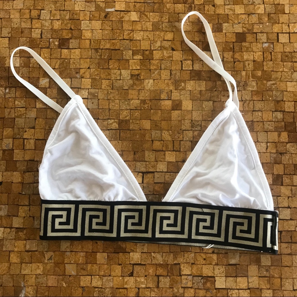 NWT missguided greek white triangle rave bralette
